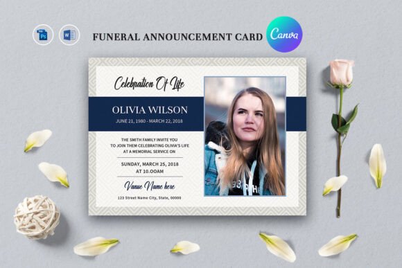 Download Elegant Funeral Announcement Card - Premium Resources