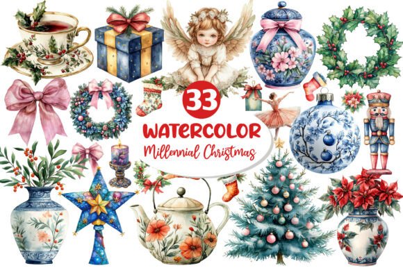 Download Grand Millennial Christmas Clipart - Grand Collection