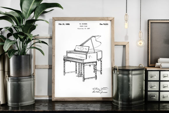 Download Grand Piano 1928 Vintage Patent Poster - Grand Collection