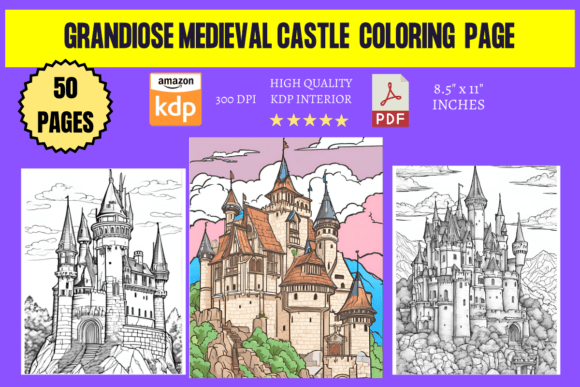 Download Grandiose Medieval Castle Coloring Pag - Grand Collection